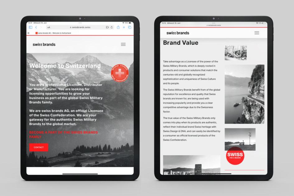 swiss brands website design