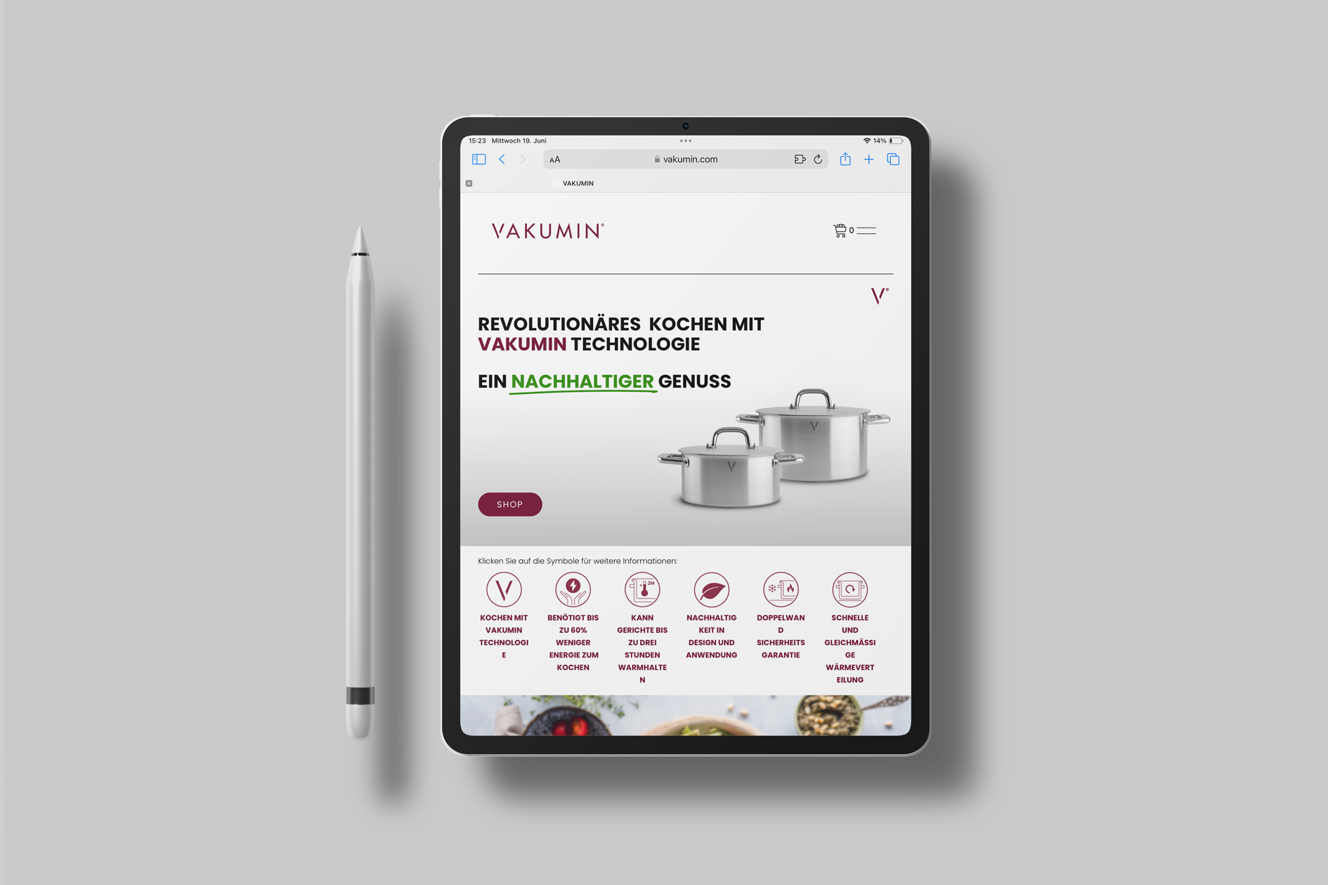 vakumin website design